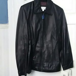 Black leather scuba jacket
